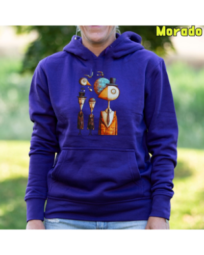 Sudadera Mujer Capucha-Pajaritos Morado