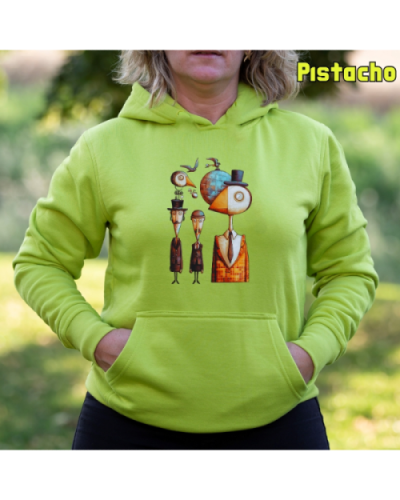 Sudadera Mujer Capucha-Pajaritos Pistacho