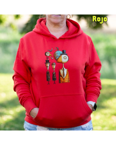 Sudadera Mujer Capucha-Pajaritos Rojo