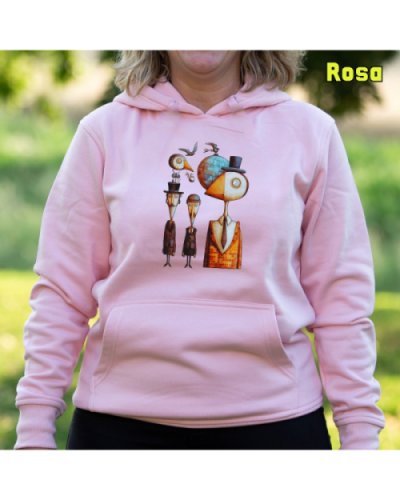 Sudadera Mujer Capucha-Pajaritos Rosa