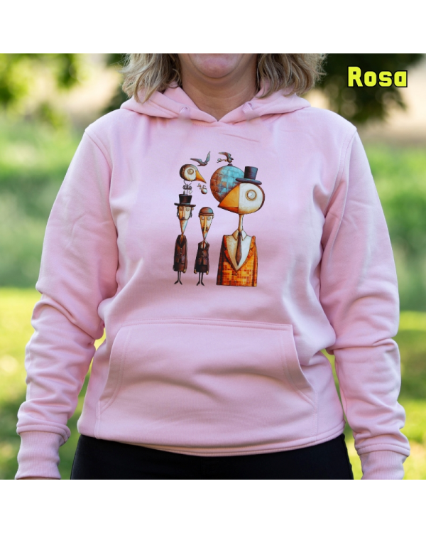 Sudadera Mujer Capucha-Pajaritos Rosa