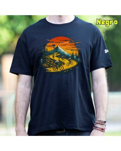 Atardecer Ciclista - Camiseta Hombre Manga Corta