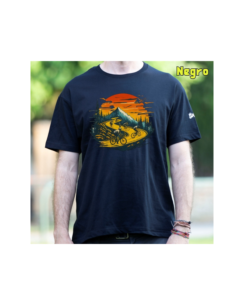 Camiseta Hombre Manga Corta - Atardecer Ciclista