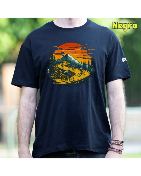Atardecer Ciclista - Camiseta Hombre Manga Corta