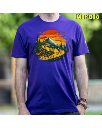 Camiseta Hombre Manga Corta - Atardecer Ciclista