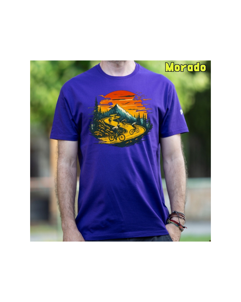 Camiseta Hombre Manga Corta - Atardecer Ciclista