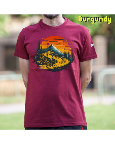 Camiseta Hombre Manga Corta - Atardecer Ciclista