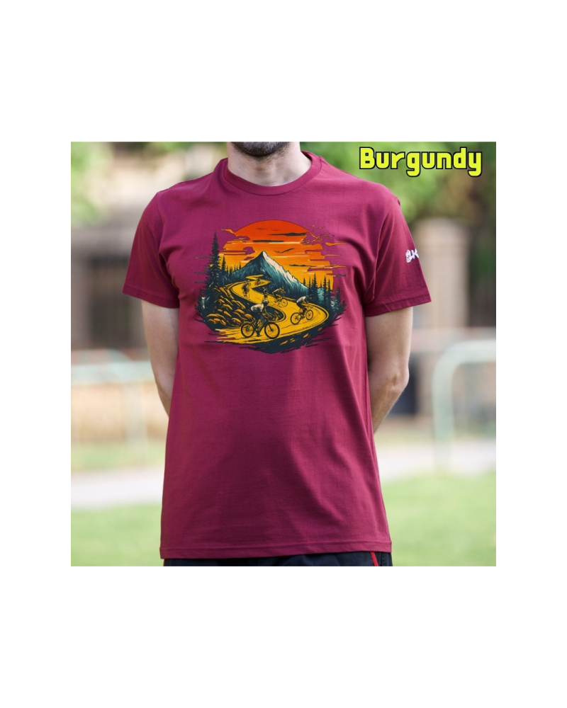 Camiseta Hombre Manga Corta - Atardecer Ciclista