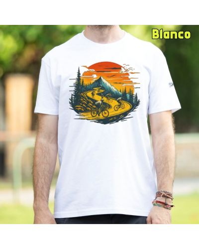 Camiseta Hombre Manga Corta - Atardecer Ciclista