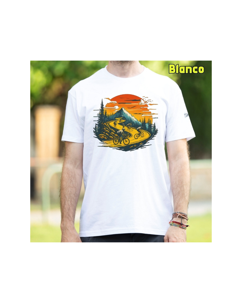 Camiseta Hombre Manga Corta - Atardecer Ciclista