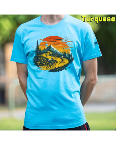 Camiseta Hombre Manga Corta - Atardecer Ciclista