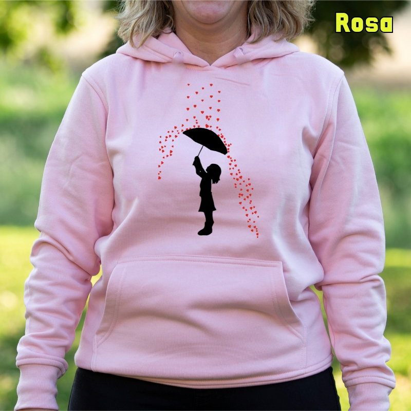 Sudadera mujer con capucha - Lluvia Corazones