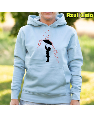 Sudadera mujer con capucha - Lluvia Corazones