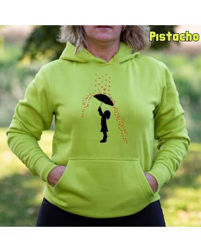 Sudadera mujer con capucha - Lluvia Corazones
