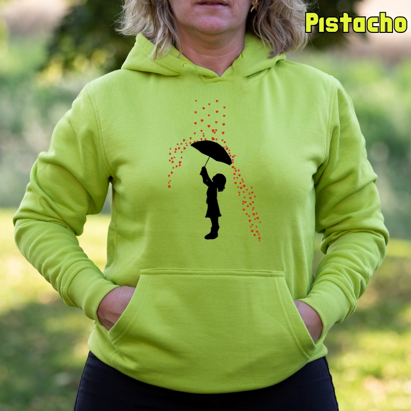 Sudadera mujer con capucha - Lluvia Corazones