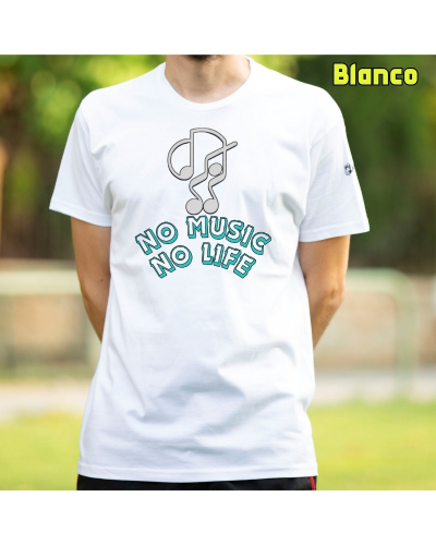 Camiseta Hombre Manga Corta - NO MUSIC NO LIFE