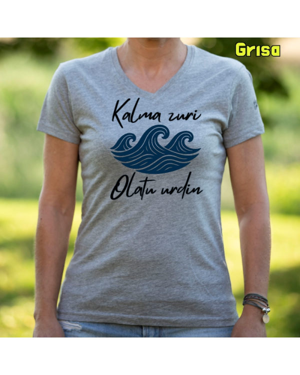 EmakumeKamiseta-Kalma Zuri Grisa