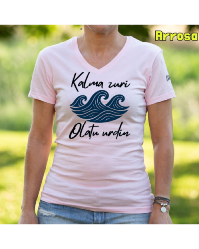 EmakumeKamiseta-Kalma Zuri Arrosa