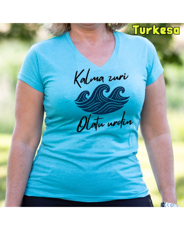 EmakumeKamiseta-Kalma Zuri Turkesa