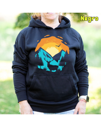 Sudadera mujer con capucha Mountain Sunset  La Kamiseta K Buskas