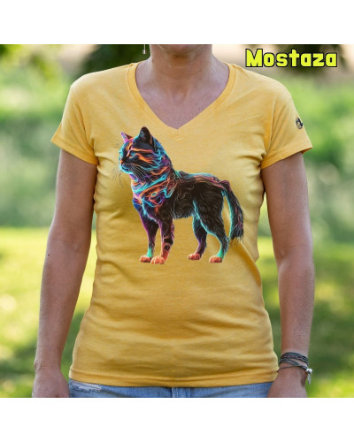 Camiseta Mujer Gato - manga corta