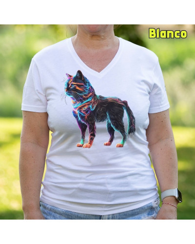 Camiseta Mujer Gato - manga corta