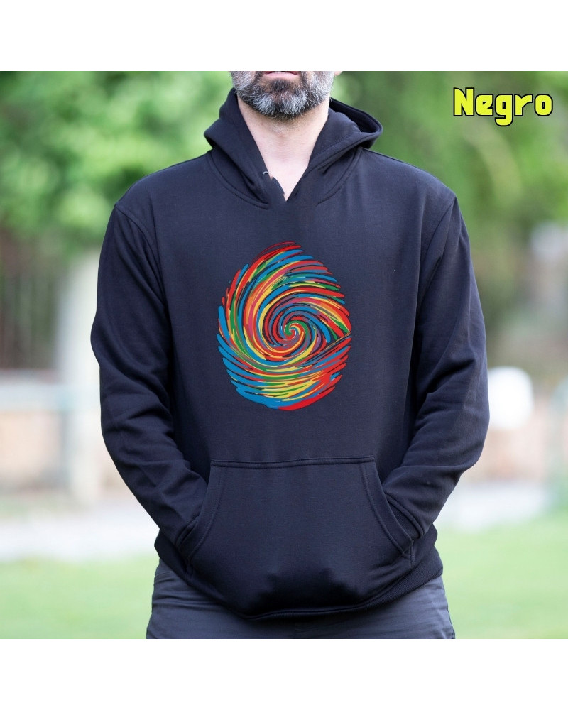 Sudadera hombre con capucha Huella Dactilar  La Kamiseta K Buskas