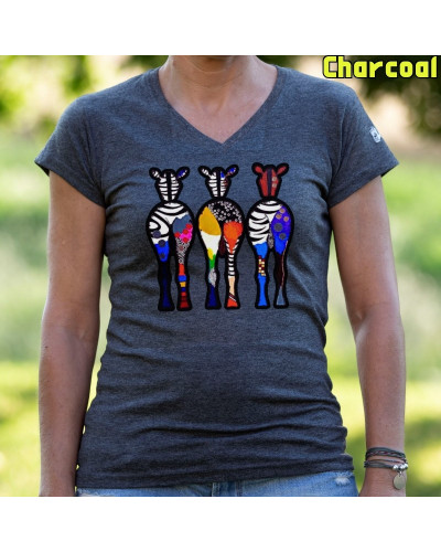 Camiseta Mujer THREE COLORFUL ZEBRAS - manga corta
