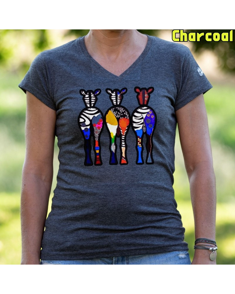 Three Colorful Zebras - Camiseta Mujer Manga Corta