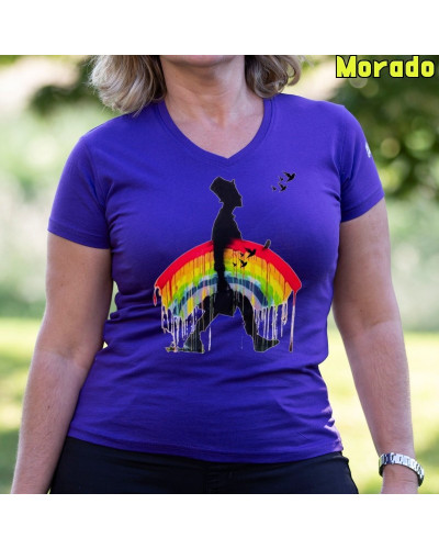 Camiseta Mujer Arcoiris Bajo El Brazo - manga corta
