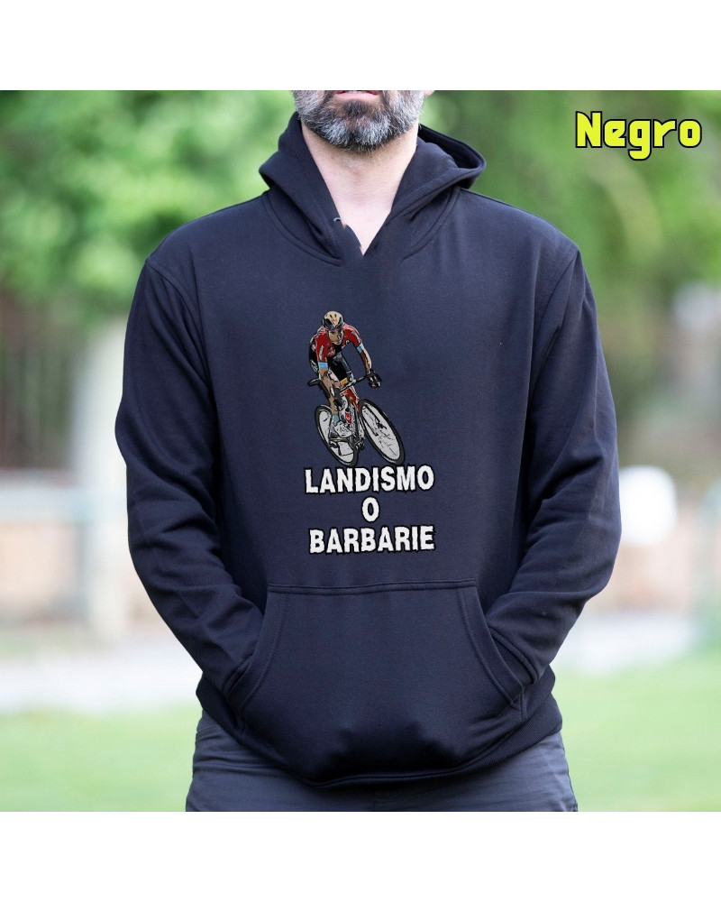 Sudadera hombre con capucha Landismo O Barbarie – La Kamiseta K Buskas